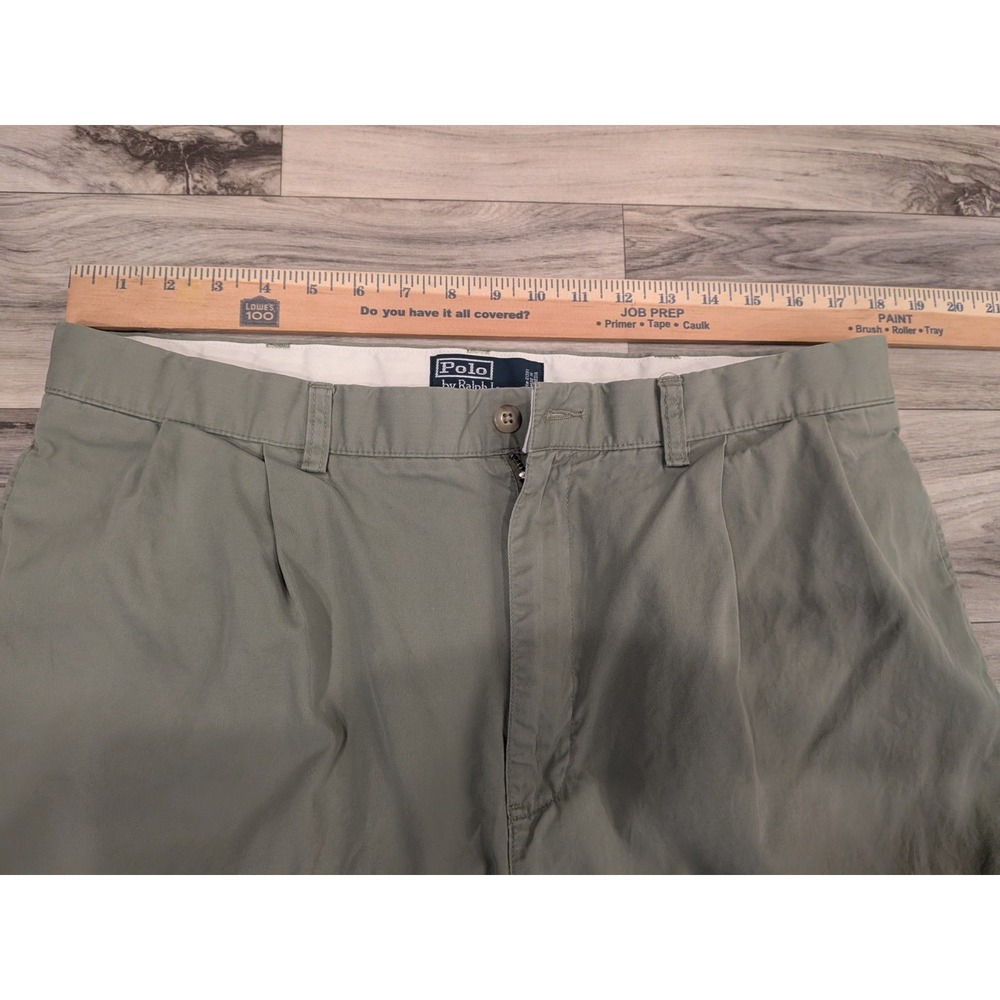 Vintage Polo Ralph Lauren Men's Hammond Pants Fit 36x32 Pleated Cuffed Olive - Picture 4 of 12